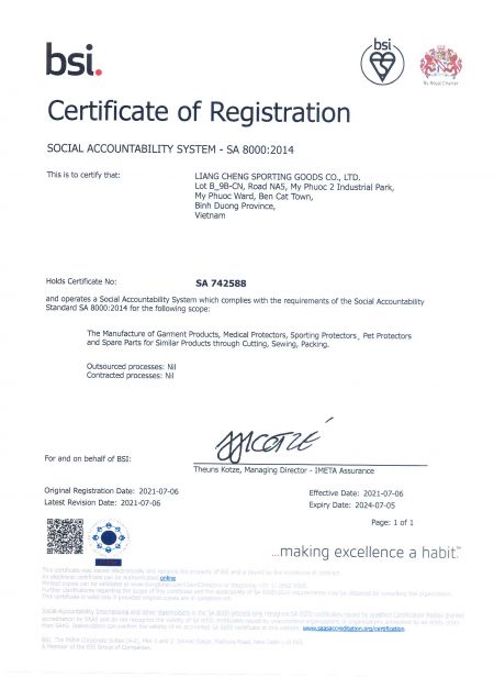 Vietnam Factory - SA 8000 Certificate.